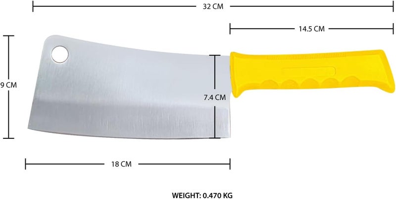 Kitchen master ساطور مطبخ ماستر 7 بوصة من الفولاذ المقاوم للصدأ مع مقبض أصفر - Image 2